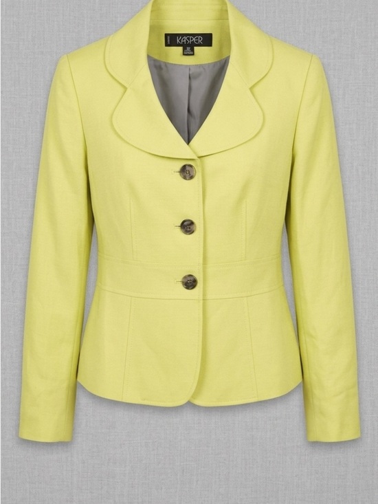 Kasper Jackets & Blazers - Kasper Lime Green Linen Blend Blazer Jacket Petite 8P